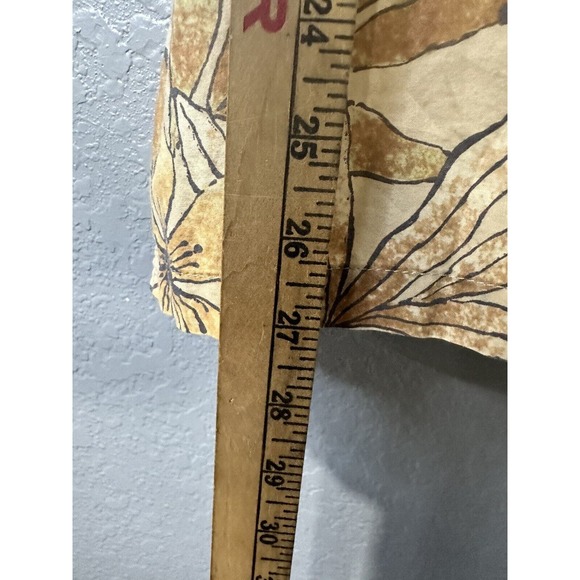 MENS TORI RICHARD‎ HAWAII MADE SHORT SLEEVE BUTTON SHIRT Tan TROPICAL LEAVES M - Picture 3 of 7